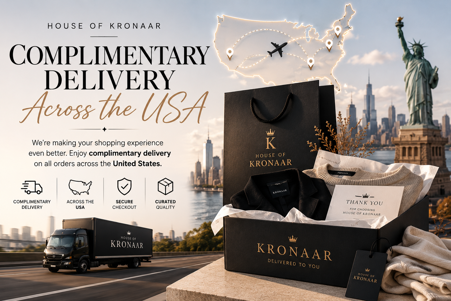 Complimentary Delivery Across the USA at House of Kronaar
